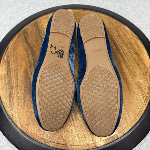 Birdies Flats Women's 9 The Starling Ocean Blue Velvet Slip On Shoes - Picture 6 of 6